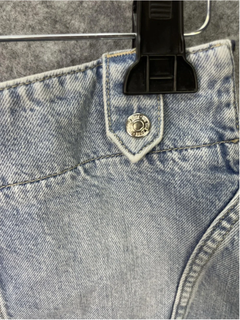 We The Free Skirt Womens 25 Blue Denim A Line Low Rise Side Zip Mini Light Wash